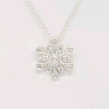 Women's Silver-Tone Cubic Zirconia Snowflake Necklace Pendant 16"- 18"