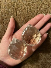 2PCs Clear Faceted Sphere CRYSTAL BALL Sun Catcher Rainbow Prism