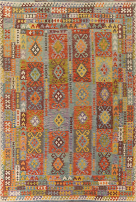 Wool Reversible Kelim Kilim Rugs Flatweave Tribal Wool Carpet 10x13 ft