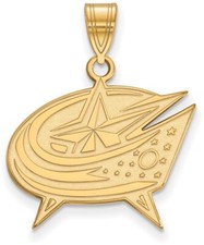 10K Yellow Gold NHL Columbus Blue Jackets Large Pendant by LogoArt
