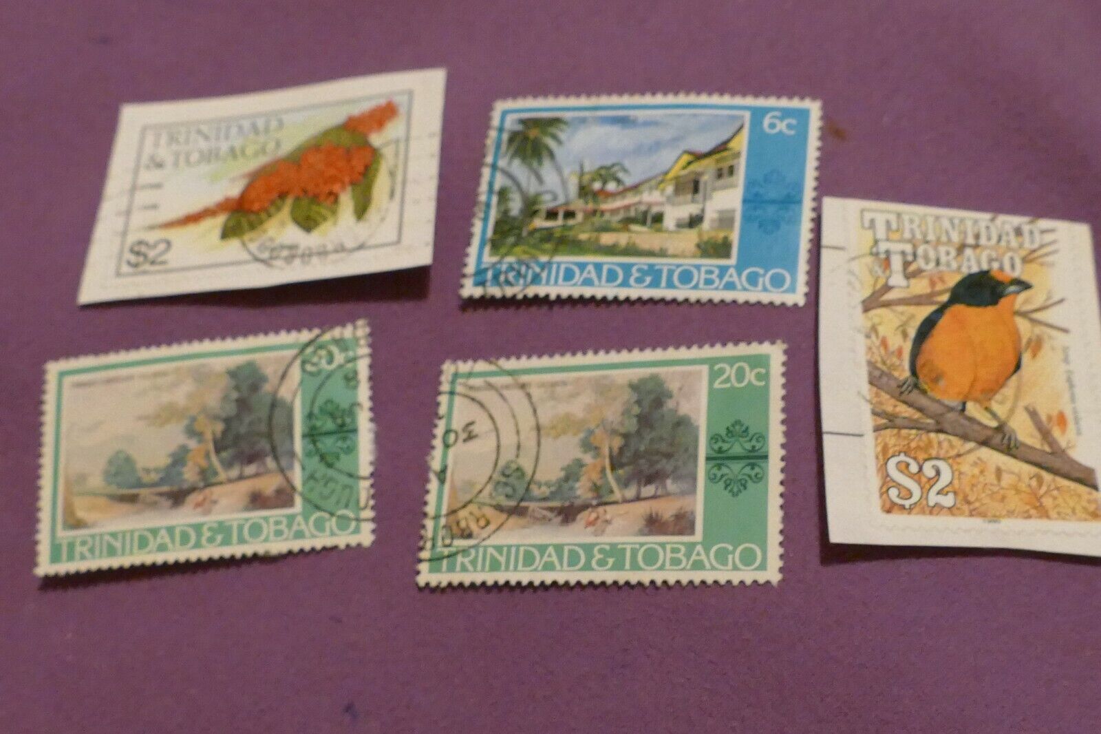 5 Trinidad used postage stamps - postal Branded goods collectors Baltimore Mall philately