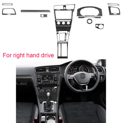 19× RHD Central Control Gear Shift Trim For VW Golf 7 GTI MK7 13-17 Carbon Fiber