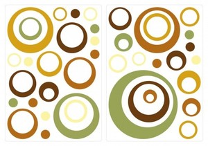 Wandtattoo Retro Kreise Grun Braun Gelb 40 Stuck Wohnzimmer Deko Ebay