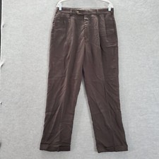 VINTAGE Tommy Hilfiger Men Pants 34x30 Brown Dress Pleated Pockets 90s NWT