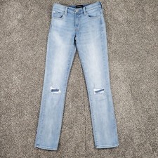 Lucky Brand Jeans Womens 0/25 Blue Light Wash Mid Rise Sweet Straight Distressed