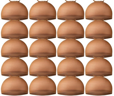 Teenitor Wig Caps, 20 Pack Stretchy Nylon Skin Tone Wig Application Caps for Wom