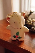 Homco Christmas Ornament Porcelain Teddy Bear Mistletoe 