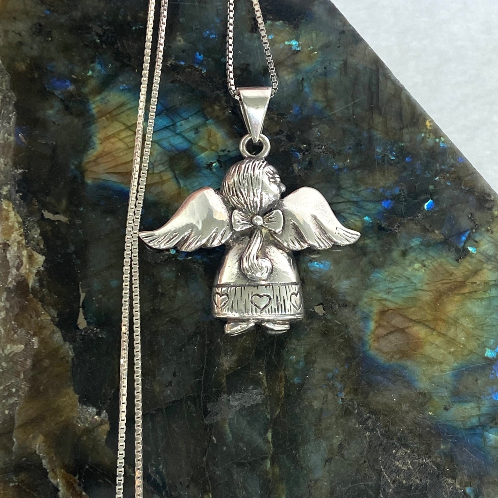 Solid Sterling Silver 925 Religious Figural Angel… - image 7