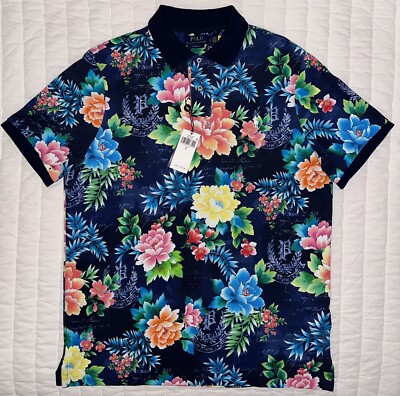 トップス POLO RALPH LAUREN Floral Shirt XXL Polo Ralph Lauren Royal Floral Print Mesh Shirt/Size Large/Men's