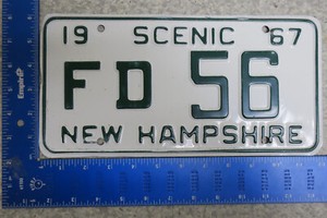 1967 67 NEW HAMPSHIRE NH LICENSE PLATE TAG #FD 56 STRAFFORD COUNTY