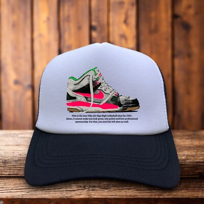 Vintage 1991 Ad High Top Sneakers Mens Trucker Hat Black Just Do It Volleyball