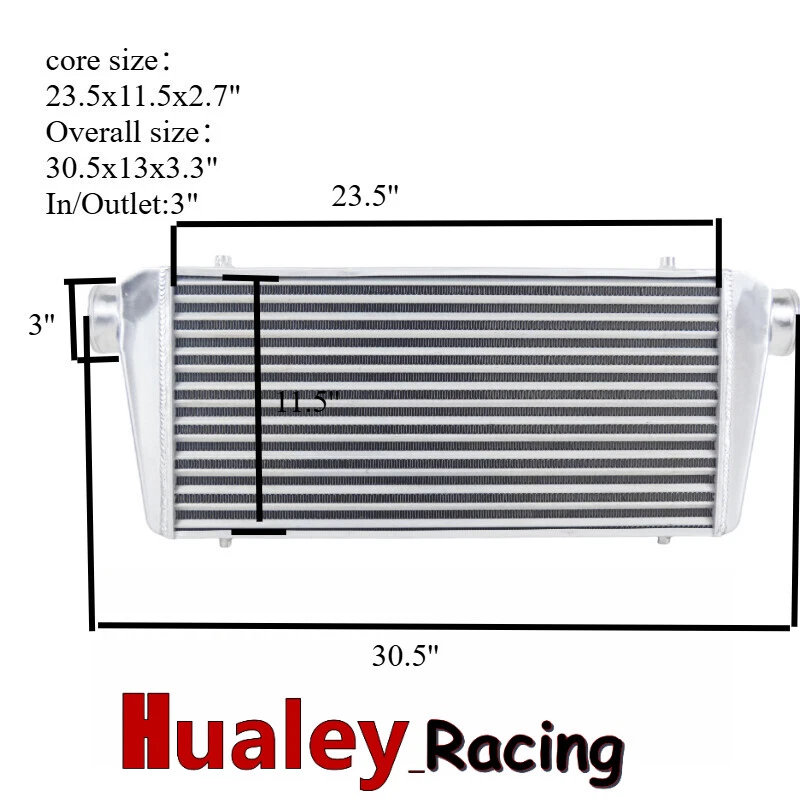 Drag Race Large Universal Front Mount Intercooler Over 30.5x13x3.3"in/outlet  3" - Image 2 of 4