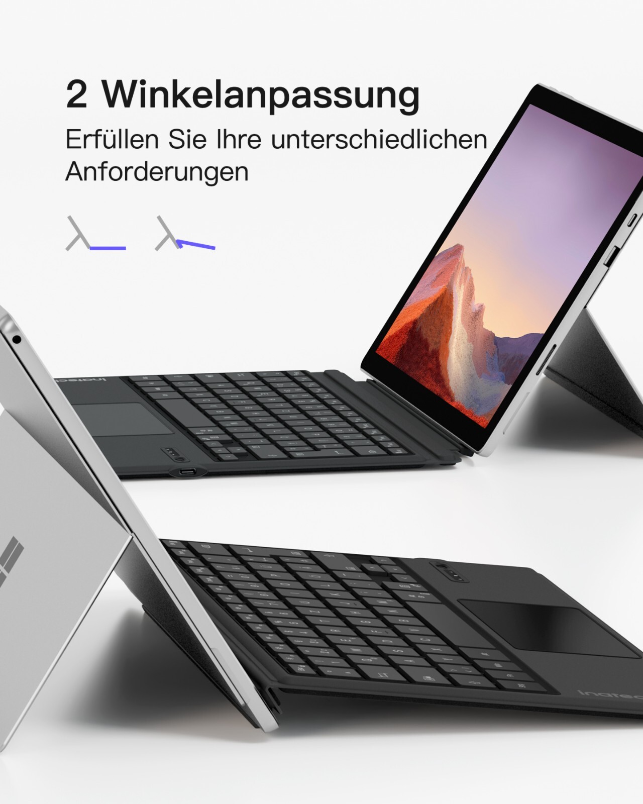 Inateck Surface Pro 77654 Tastatur Type Cover Bluetooth 5.3 Trackpad