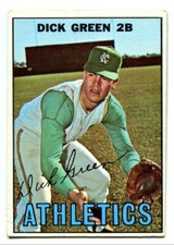 1967 Topps #54 Dick Green Baseball Card - Kansas City Athletics