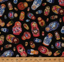 Cotton Matryoshka Dolls Russian Nesting Dolls Fabric Print by the Yard D477.61