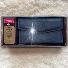NOS Heritage Leathers Thin Clutch Tri Fold Snap Close Leather Wallet Made In USA
