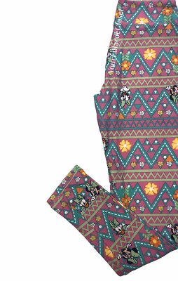 Lularoe LEGGINGS Disney Daisy Minnie Mouse Chevron Print Tween sz 00  NWT NEW
