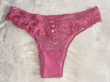 Victoria's Secret Panties Brazilian Panty Dream Angels Pink Strappy Mesh Medium