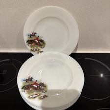 2 Vintage Retro 1961 Pyrex Tally Ho 1/2 Price Seconds 8.5" Small Dinner Plates B