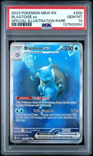 Blastoise ex 200/165 Mew En-151 200 Special Illustration Rare GEM MINT PSA 10