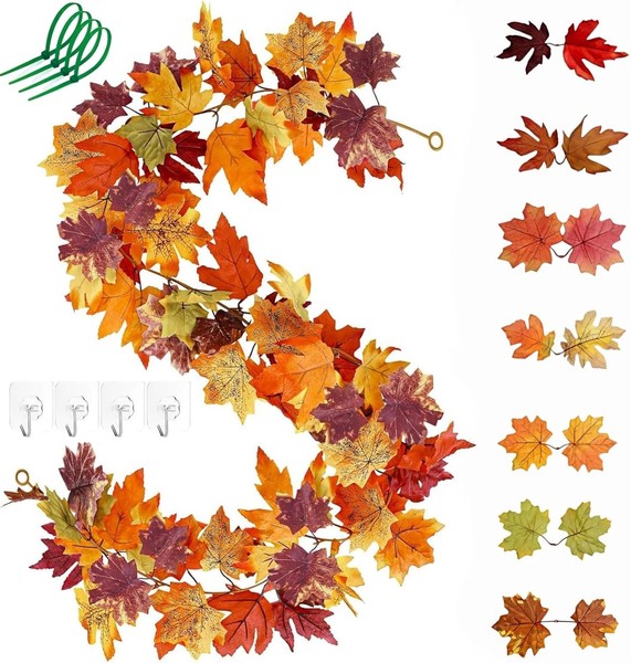 Herbstgirlande BläTter 1,7M Deko Zum AufhäNgen FüR Erntedankfest Halloween-image