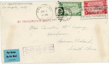 Sc#C21,#C22-TRANSPACIFIC CLIPPER-PASADENA CALIF JUN/1/1937 TO HOICOW HAINAN ISLA