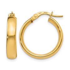 14K Yellow Gold Polished Hollow Hoop Earrings L 20.5mm, W 18mm