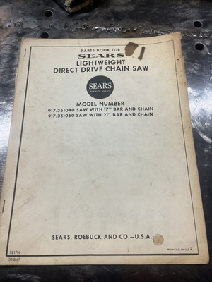 #ad #ad Parts Book For Sears Lightweight Direct Drive Chain Saw $18.00