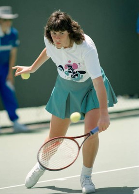 Sara Gomer of Great Britain against Louise Field of Australia duri- Old Photo