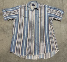 Vintage USA Wrangler Western Shirt 2XL Striped Button Up Cowboy Ranch Made USA