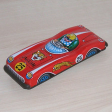 Jaguar - 1960's Tin Plate Toy Racing Car by Sanko Seisakusho Rare Friction Model