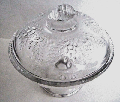 Barberry Pattern Glass 8'' Covered Compote EAPG 1860's 1880's