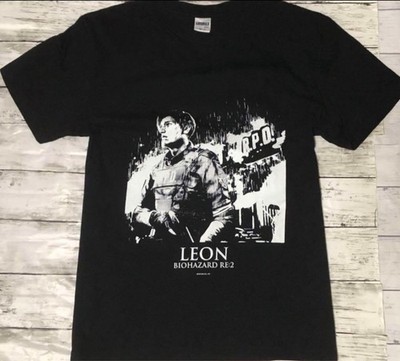 Resident Evil RE2 Leon Black T-Shirt Size L Biohazard Game Apparel