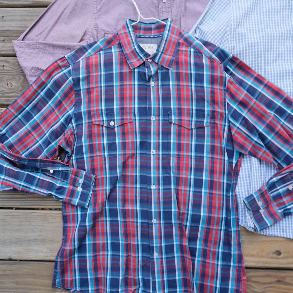 PD&C Paper Denim & Cloth LOT OF 4 Men's Long Sleeve Button Shirts Size M Medium - Image 4 of 4