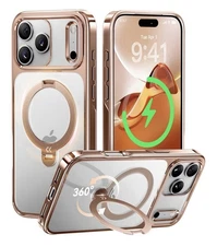 CASEKOO Rose Gold Designed for iPhone 17 Pro Case with 360 Spin MagSafe