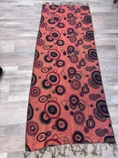 Pashmina Boho Circles Fringe Orange Black Reversible Scarf Shawl Headwrap Stole