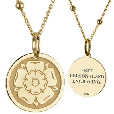 14K Gold Luther Rose Necklace, Reformation Pendant, Martin Seal Jewelry, Faith