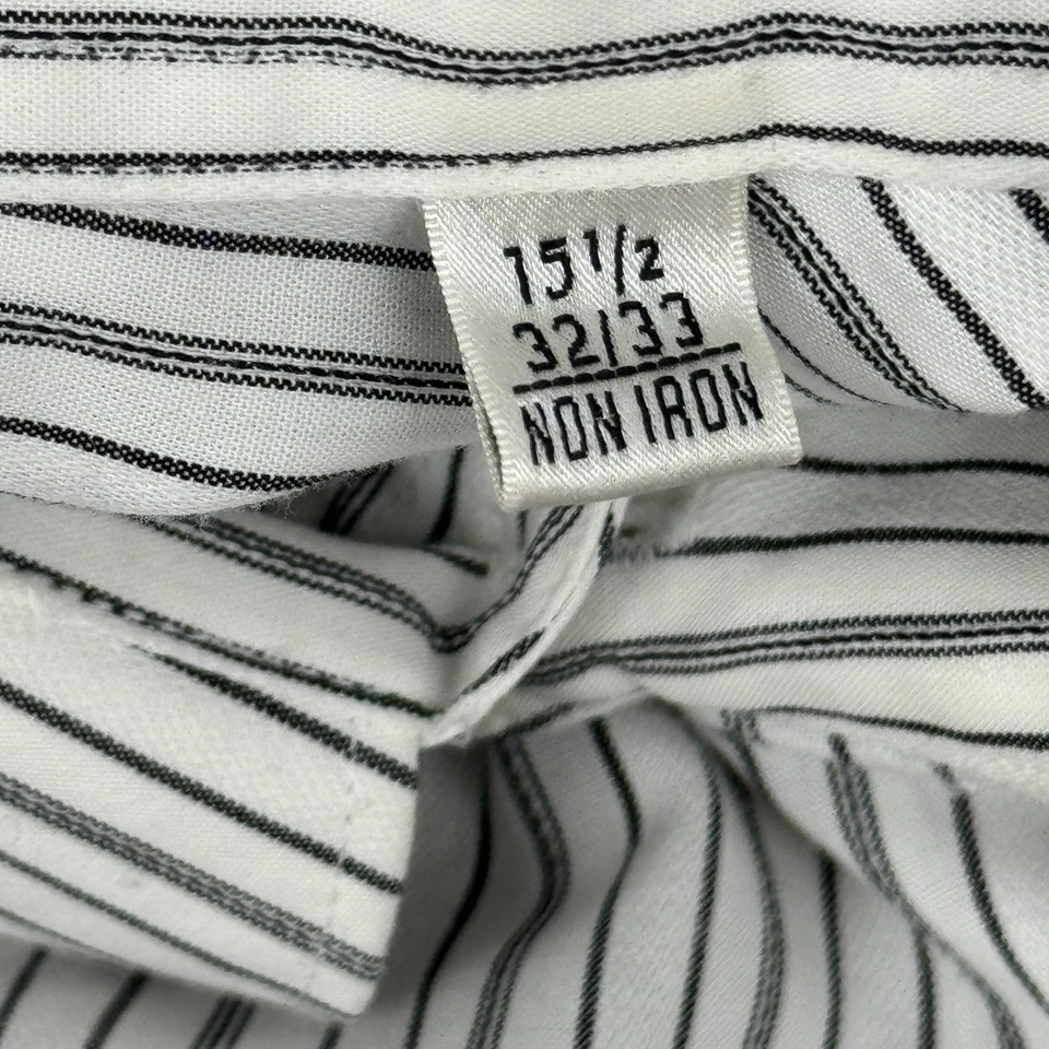 Kenneth Cole New York Para hombres Talla L Blanco Negro Calce Ajustado Botón 100% Algodón Foto 3 de 4