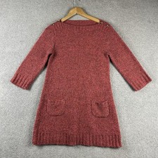 Persodea Sweater Dress L Large Red Marle Knit Pocket Detail Chunky Cosy Japan