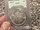 1904 O Morgan Silver Dollar PCGS MS-65 OGH Green Holder Label