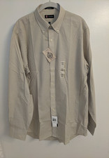 CHAPS MEN'S DRESS SHIRT BUTTON DOWN LONG SLEEVED NWT 16-16.5/34-35 TAN CHECKED