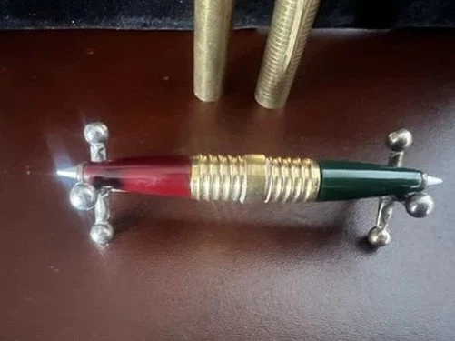 🔴 Bolígrafo Doble Cara Rojo Verde EE. UU. De Colección Metal Dorado Foto 4 de 4