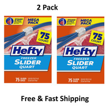Hefty Slider Freezer Storage Bags, Quart Size, 75 Count  ( 2 Pack)