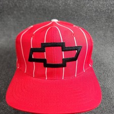 Vintage Chevrolet Snapback Hat Adult Rope Trucker Red Pin Stripe 90s Deadstock
