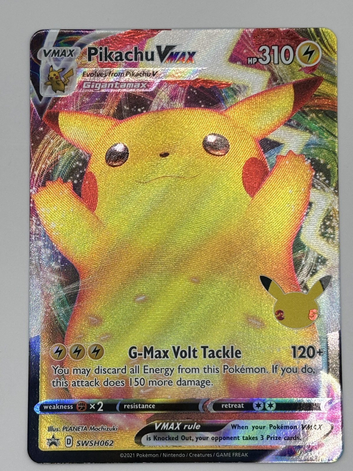 2021 Pokémon Pikachu VMAX Full Art Black Star Promo SWSH062 Celebrations NM