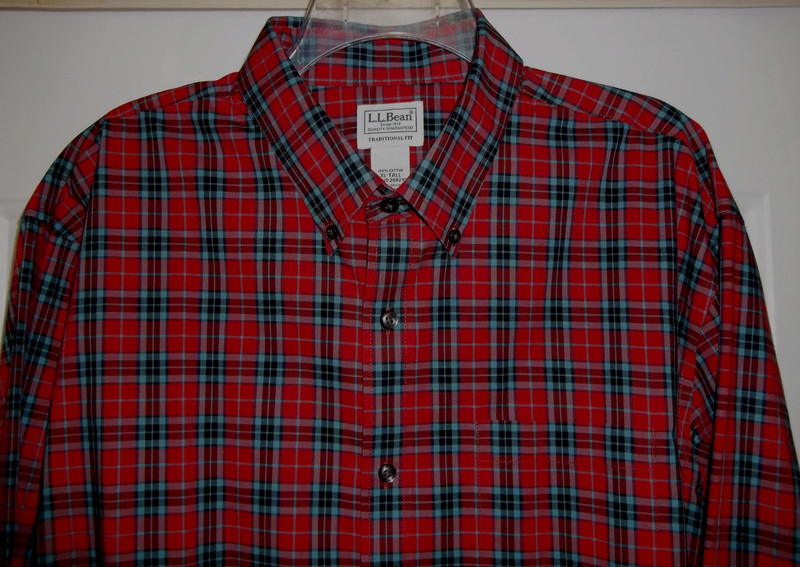 L.L. Bean Men's  Plaid Button Down XL TALL Shirt  Traditional Fit NWOT Red Blue