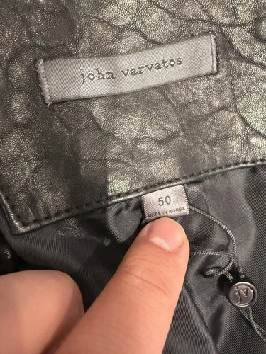 John Varvatos Men's Leather Jacket Size 50 Beaded Black image 5