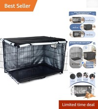 Soft Black Polyester Dog Crate Cover - 24 Inch for Medium Breeds' Comfort