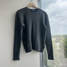 Polo Ralph Lauren Gray Cable-Knit Crew Neck Wool Cashmere Pullover Men's L