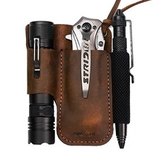 Men Leather EDC Organizer Sheath Handmade Tactical Tool Pouch Holster with Be...